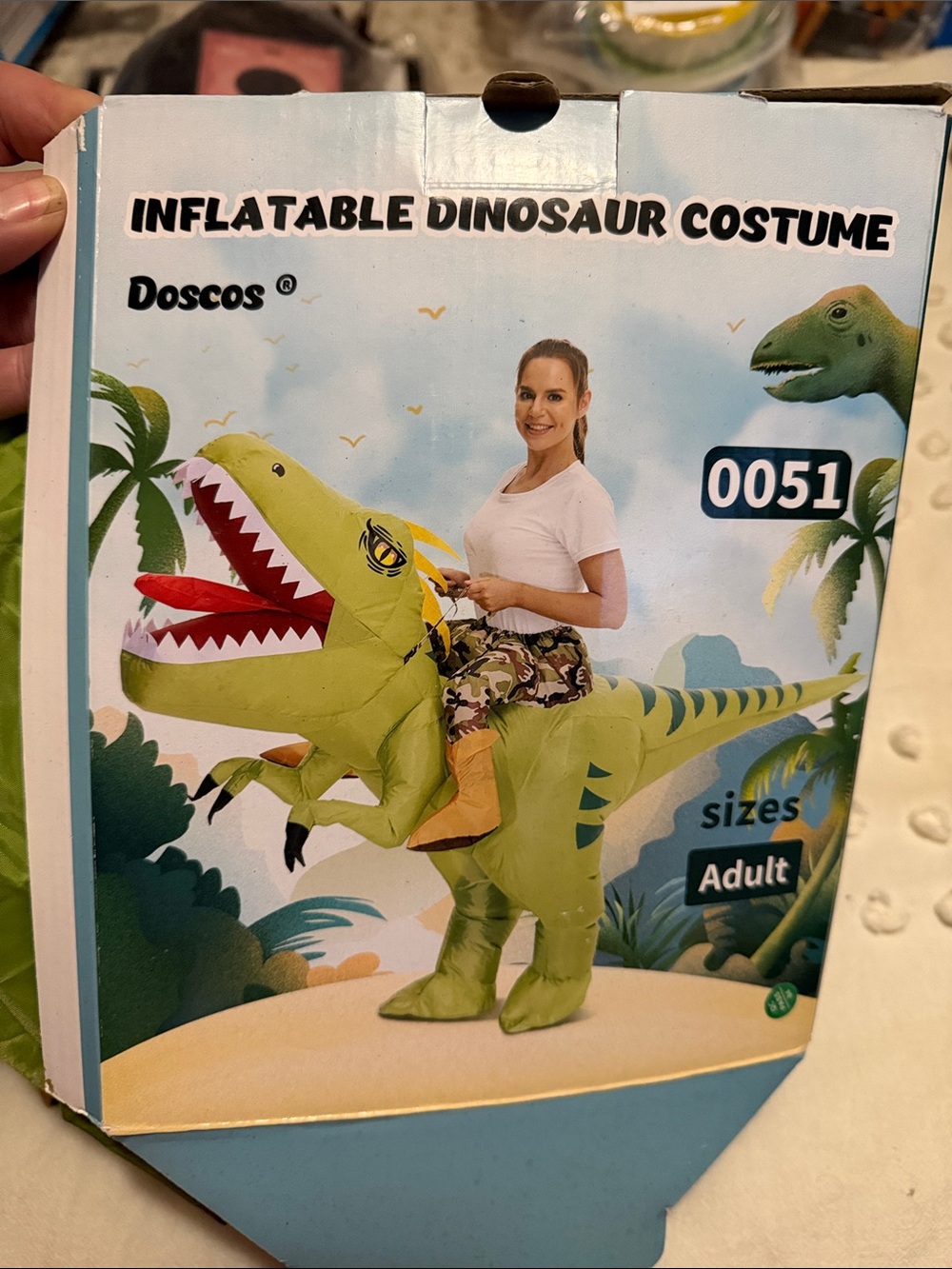 Inflatable Green Dinosaur Costume - Adult Size